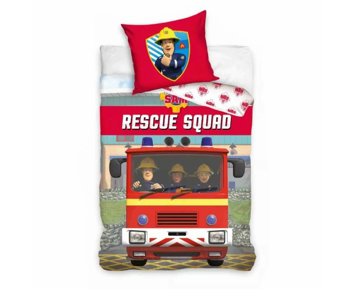 Fireman Sam Rescue Squad Quilt Cover Set - Single Bed