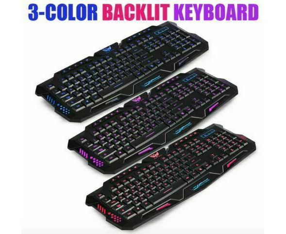 3 Colors Switchable Led Backlit Illuminated Wired Gaming Keyboard