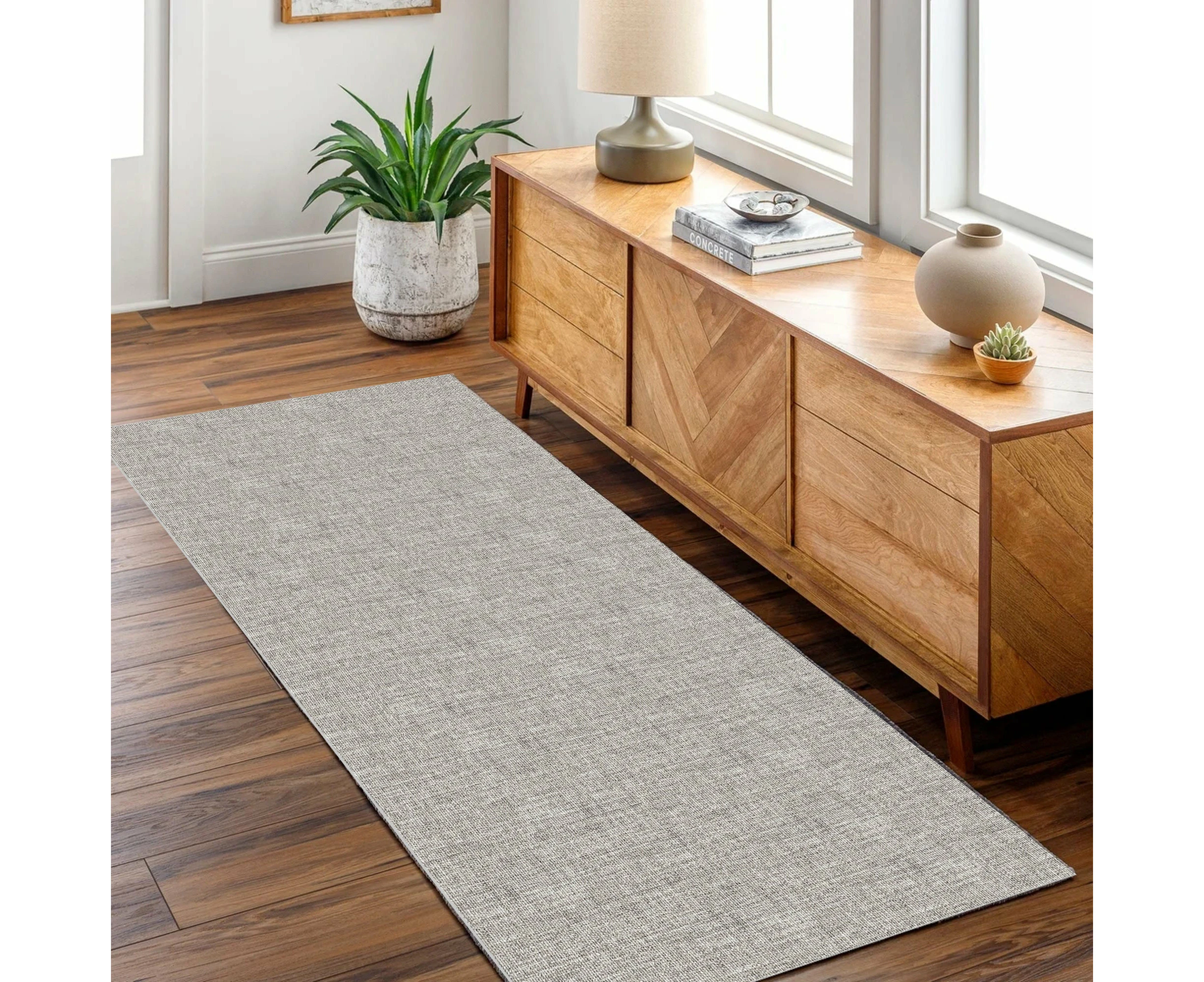 Urban Zinc Solid Grey Runner Rug