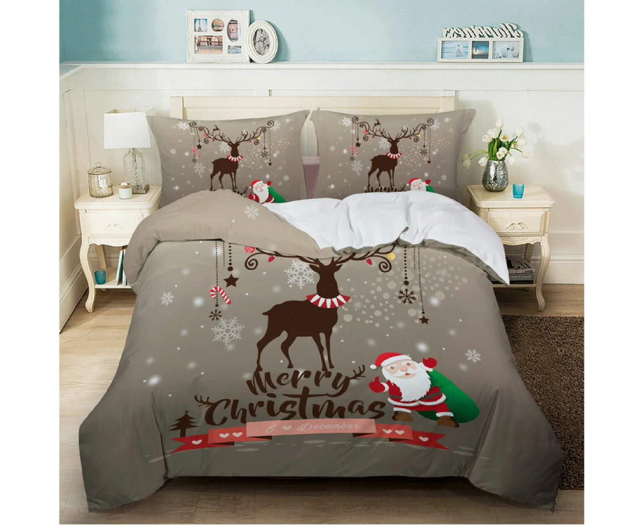 XMAS REINDEER CHRISTMAS XMAS Design Quilt Duvet Doona Cover Set