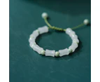 Bamboo Shape Stone Beaded Bracelet Adjustable Hand Rope Natural Stone Fashion - Light Grey