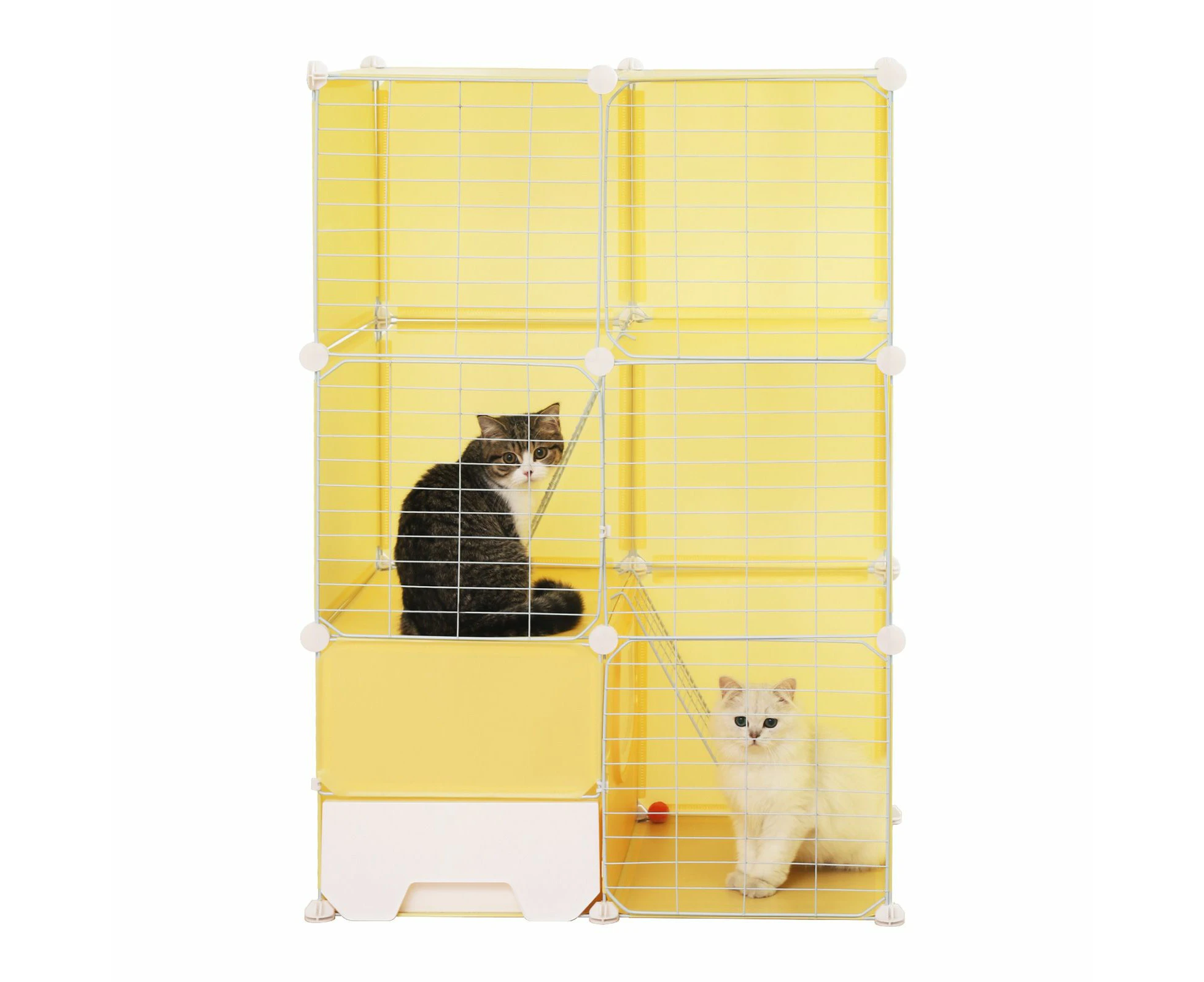 Cat Cage M Size Transparent Enclosure Pet Crate Litter Box Rabbit Hutch Pet Scene Kitty Kennel Bunny Ferret Home Playpen DIY Detachable