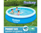 Bestway Fast Set Up Round Pool 3.66mx76cm Above Ground Swimming Inflatable 12ft x 30in Blue Outdoor Kids Adults Backyard Family Water Play Station Party