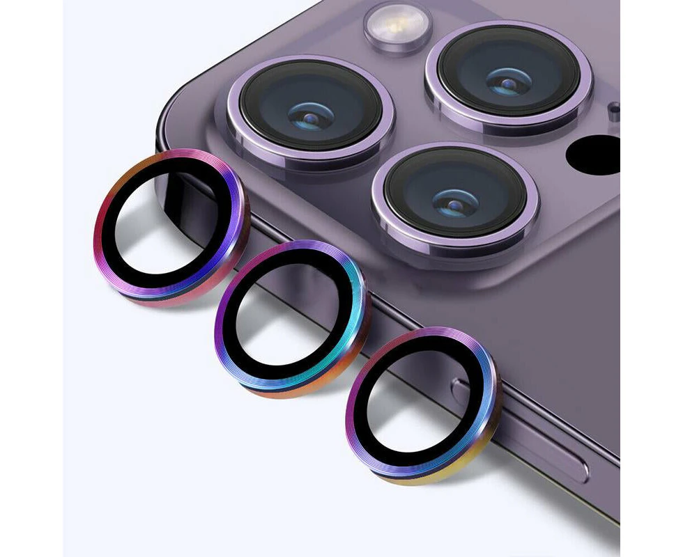 For iPhone 13 Pro/Pro Max Metal Camera Lens Glass Screen Protector - Rainbow