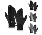 puluofuh Men Women Winter Windproof Waterproof Touch Screen Anti Slip Full Finger Gloves-M Blue