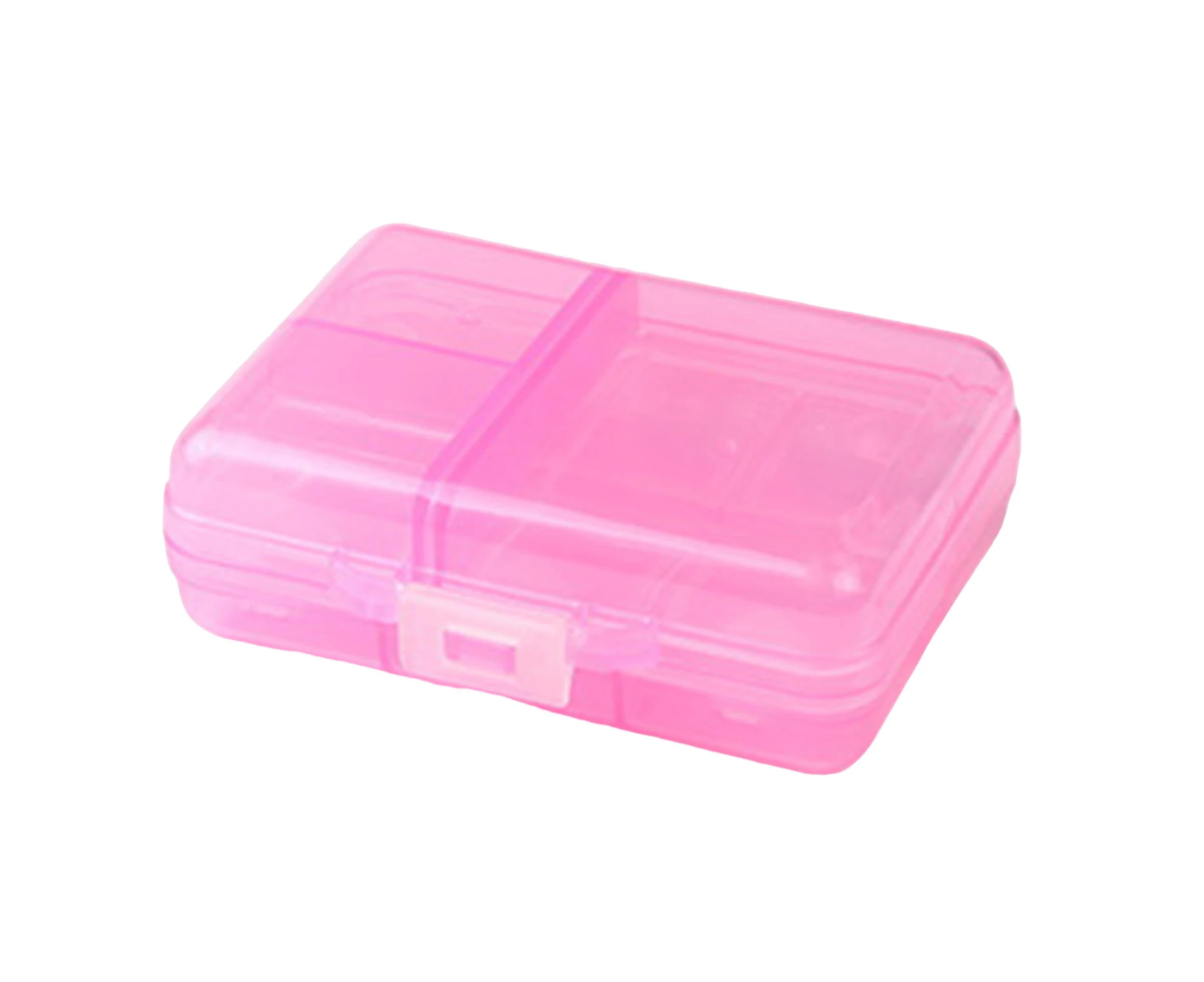 Pill Box Reusable Anti-crack Separated Moisture-proof Classified Store Pills Transparent Double-layer with Lid Medicine Box for Travel-Pink