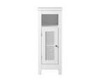 Bathroom Cabinet Floor Cupboard Slim Laundry Storage Rattan Door White