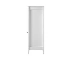 Bathroom Cabinet Floor Cupboard Slim Laundry Storage Rattan Door White