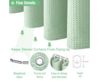 Waffle Weave Heavy Duty Shower Curtain with 12 Hooks, Hotel Luxury Weighted Shower Curtains for Bathroom - Mint Green