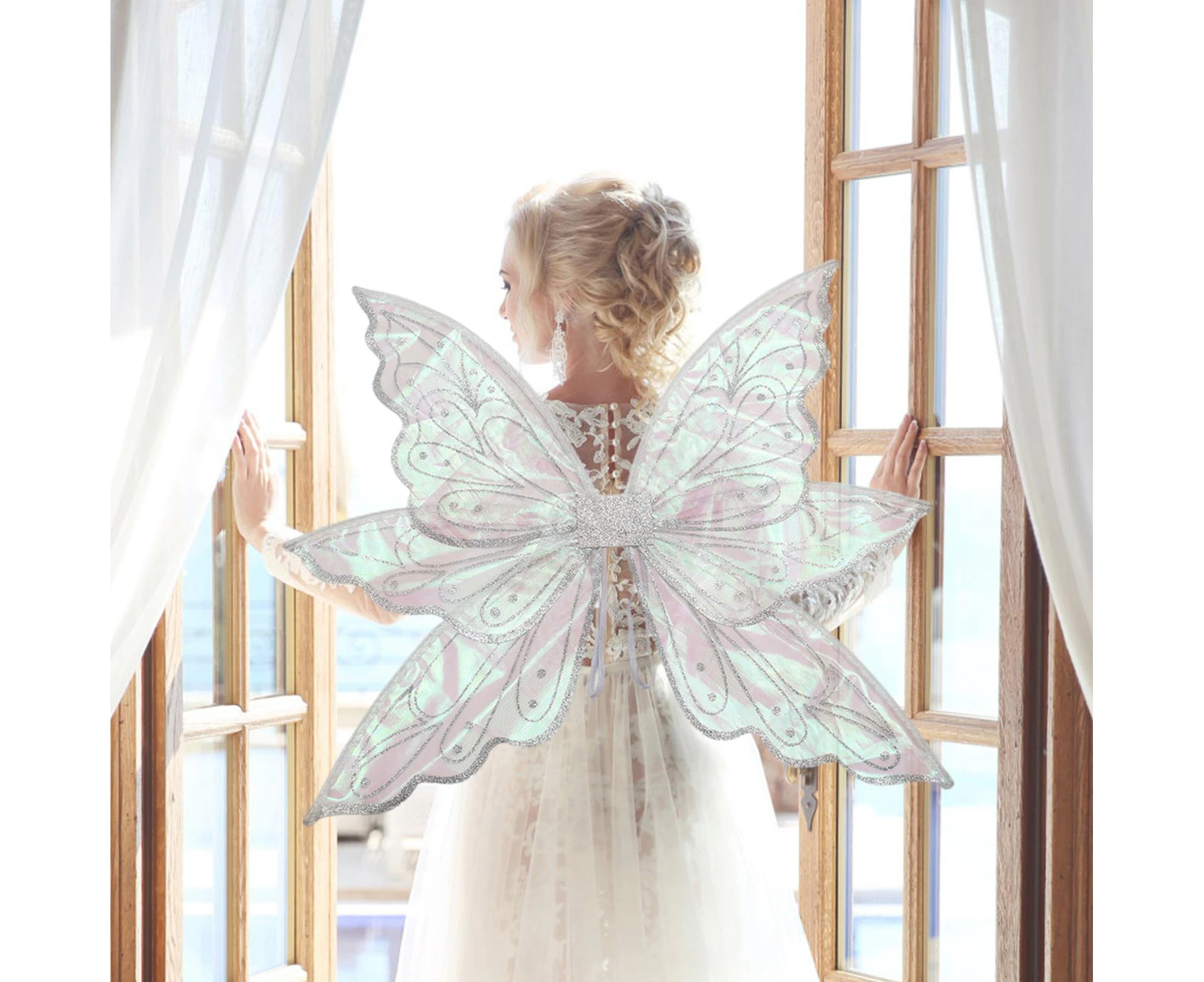 Fairy Wing | Fairy Wings for Adult Women Girls | Butterfly Elf Wings for Kids Dress Up Halloween Party Costume Angel Wings Silver