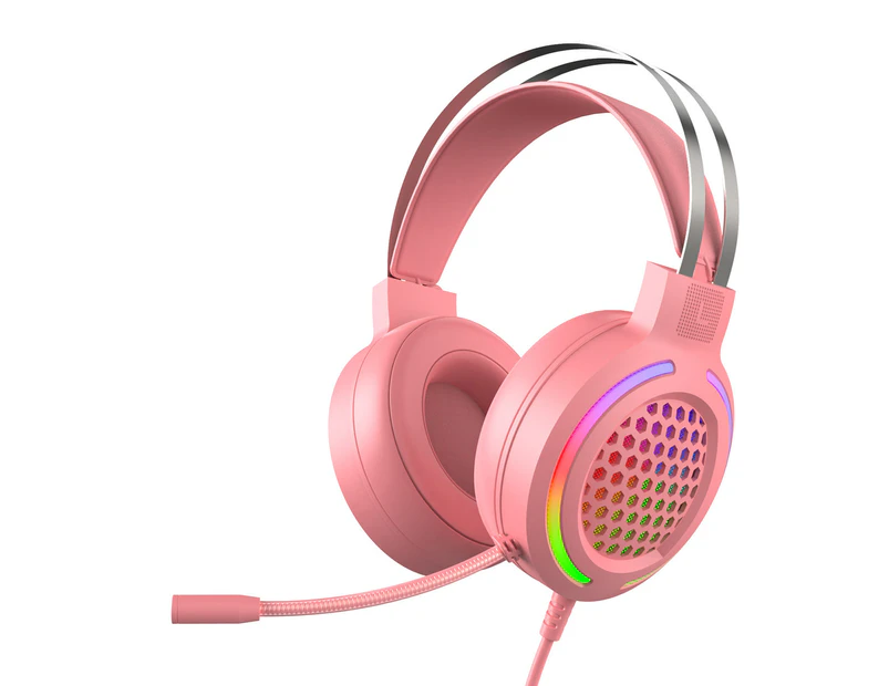 Buutrh Convenient Over-ear Headset Sturdy Microphone WiredPink-