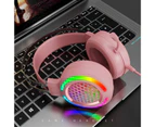 Buutrh Convenient Over-ear Headset Sturdy Microphone WiredPink-