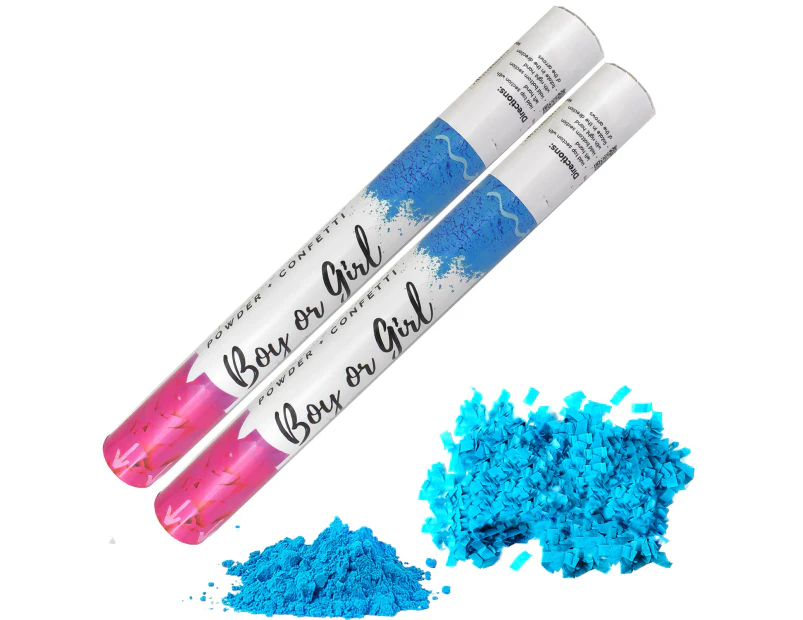 2pcs Confettified Holi Powder Smoke & Confetti Cannon Launcher Popper for Gender Reveal Party 45cm L Blue