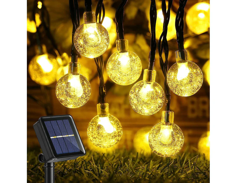 1/2 Pack Solar String Lights LED Waterproof 8 Modes Crystal Ball Fairy Lights-Warm White