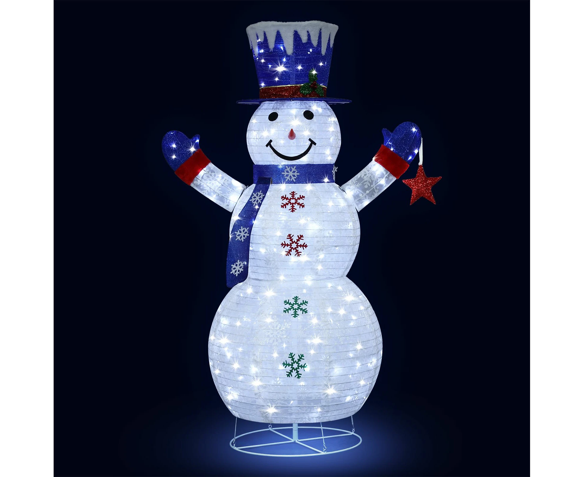 3D Snowman Christmas Light 150cm 200 LED Rope String Xmas Decoration Gift Festival Holiday Outdoor Figure Display Cold White Foldable 8 Modes