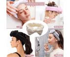 2Pcs Facial Headband for Bath Spa Makeup Bow Head Wrap Soft Head Cloth Beige