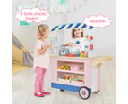 Costway Kids Pretend Food Cart kidren Dessert Trolley Wood Play Stand w/POS Machine & Scale Birthday Gift