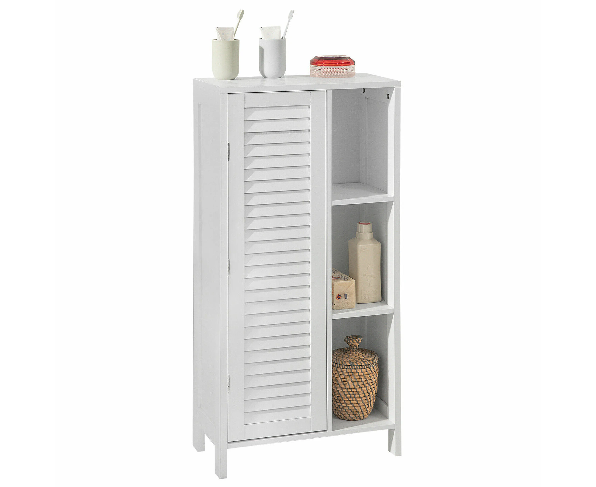 Bathroom Storage Cabinet Cupboard with 3 Shelves 1 Shutter Door