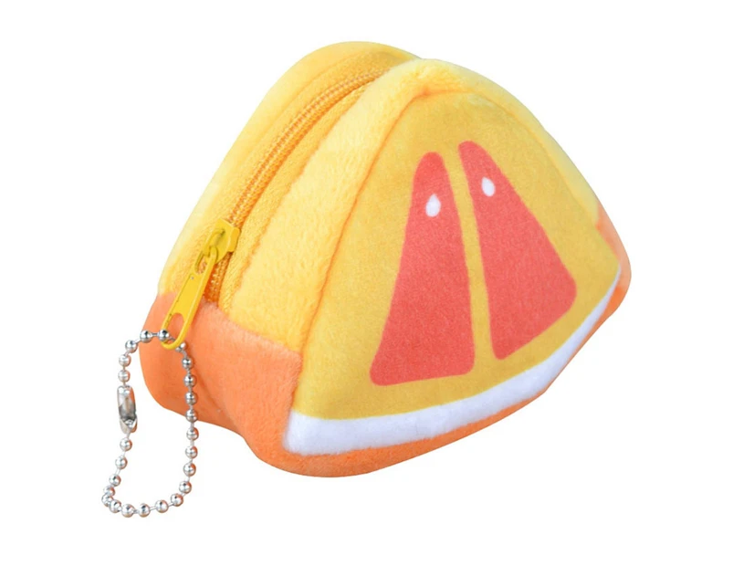 Cute Fruit Coin Purse Plush Zipper Coin Wallet Women's Wallet Change Purse Key Earphone Pouch-shape-orange