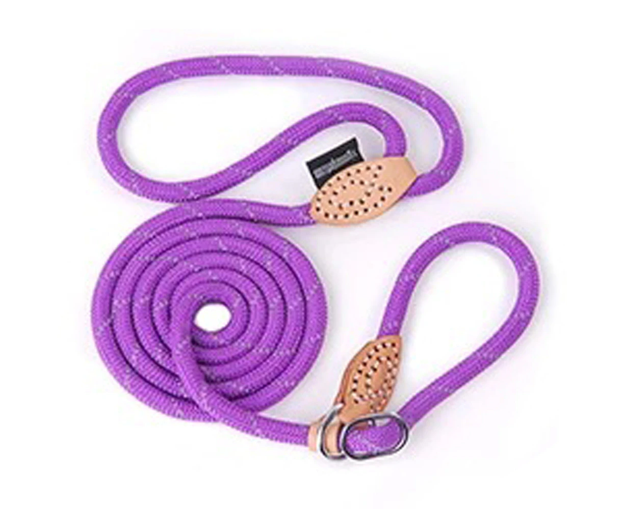 Extremely Durable Dog Rope Leash, Thick Heavy Duty, Sturdy Nylon, Comfortable For The Strong Large Medium Small Pets -M,Purple