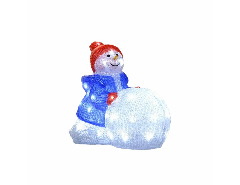 Acrylic Snowman with Large Snowball - H34cm