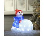 Acrylic Snowman with Large Snowball - H34cm