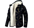 Men's Cotton Fleece Coat Hooded Button Shirt Jacket Long Sleeve Thicken Jacket-Gold