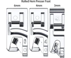 Narrow Rolled Hem Sewing Machine Presser Foot Set Suitable For Household Multi-function Sewing Machines 3 Mm, 4 Mm And 6 Mm (3pcs)