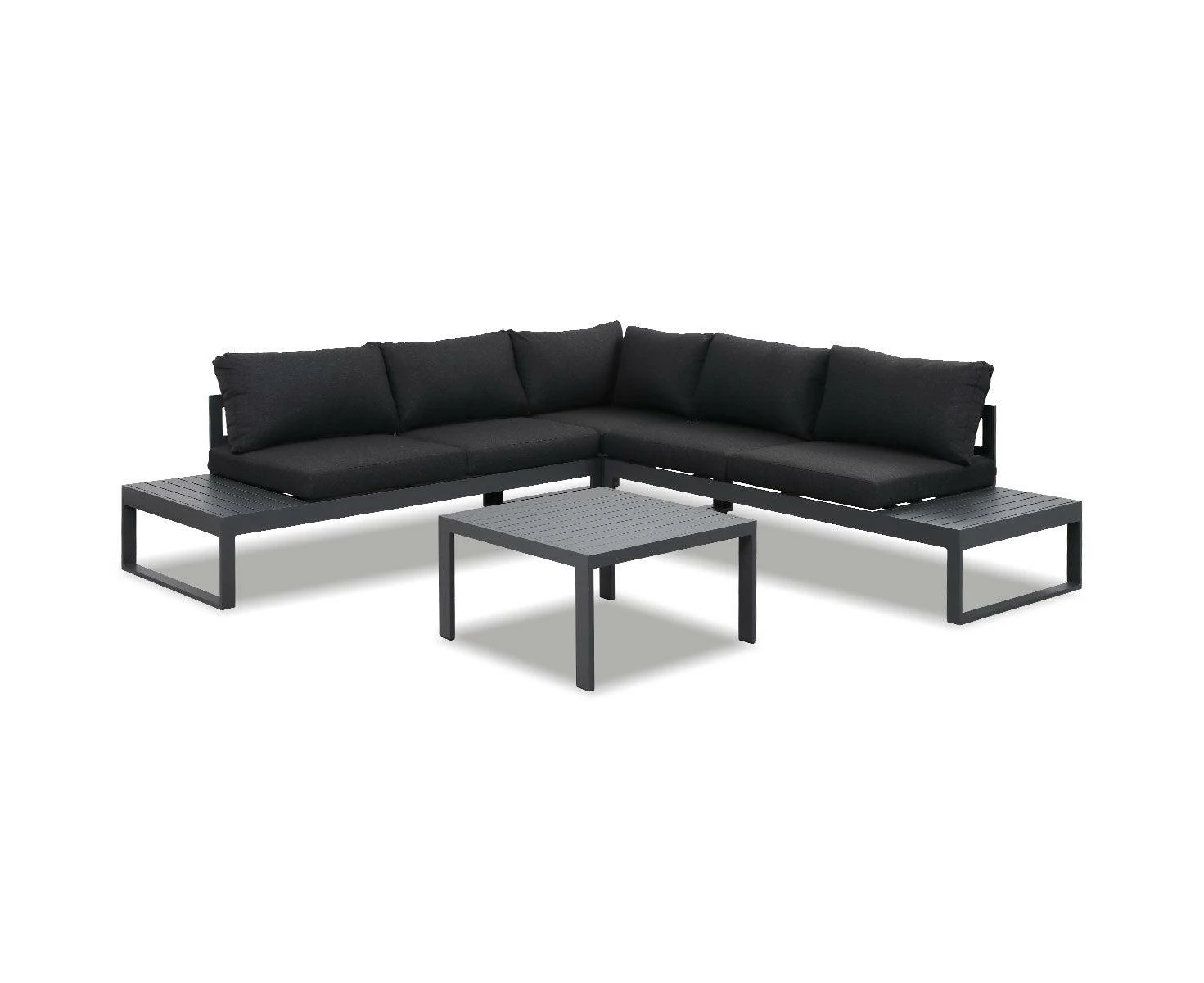 Hampton Charcoal Aluminium Sofa Lounge Set Dark Grey Cushion