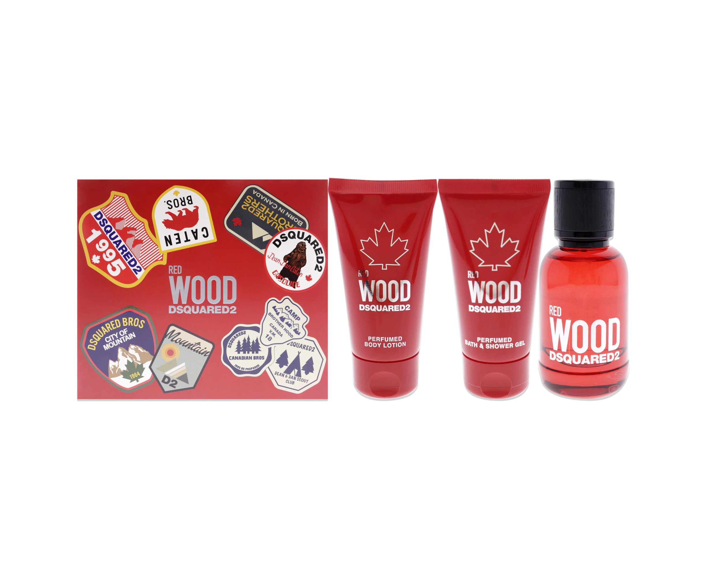 Dsquared2 Red Wood For Women 3 Pc Gift Set 1.7oz EDT Spray, 1.7oz Body Lotion, 1.7oz Bath and Shower Gel Variant Size Value 3 Pc Gift Set