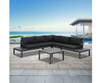 Hampton Charcoal Aluminium Sofa Lounge Set Dark Grey Cushion