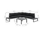 Hampton Charcoal Aluminium Sofa Lounge Set Dark Grey Cushion