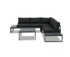 Hampton Charcoal Aluminium Sofa Lounge Set Dark Grey Cushion