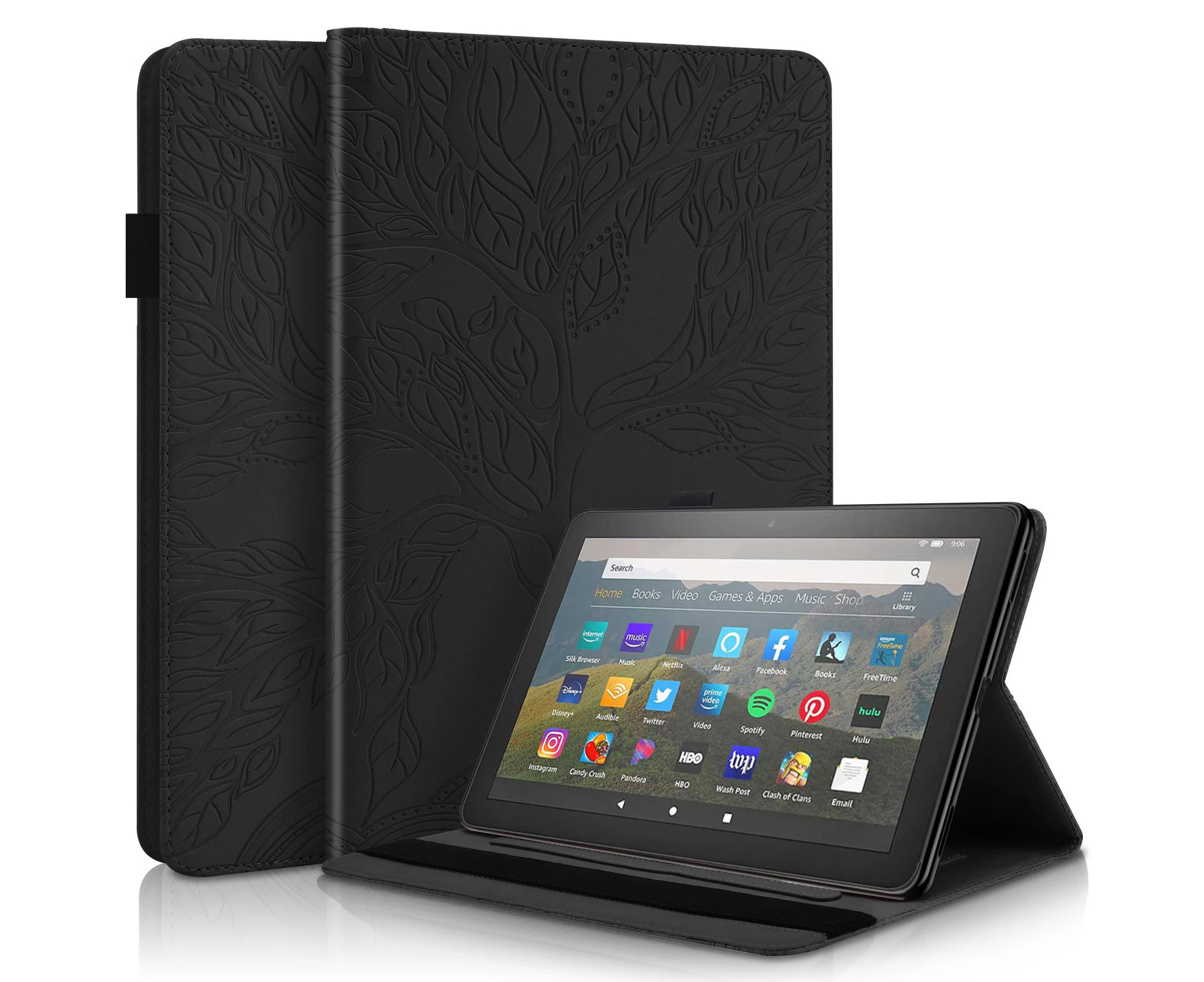 RXZT Amazon Kindle Fire 7 Tablet 12th Gen (2022 Release) Leather Case - Black