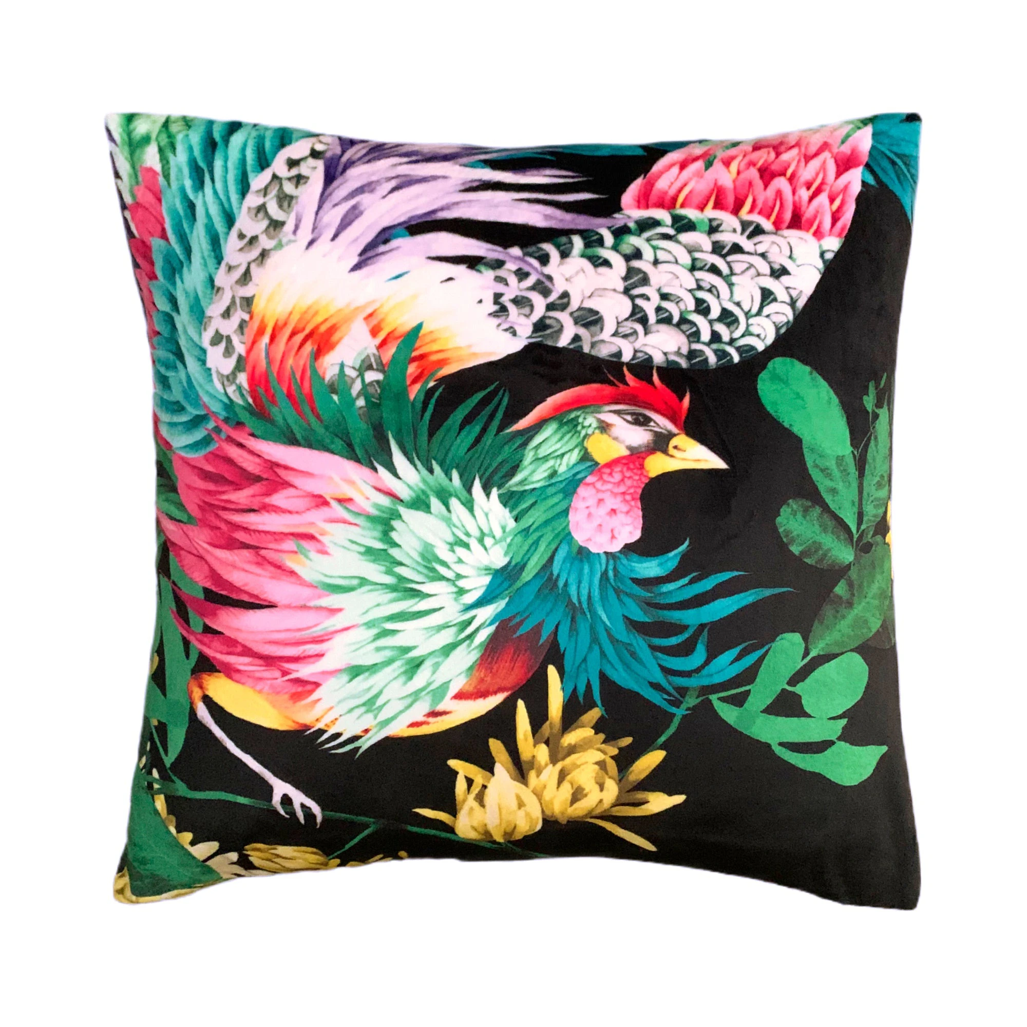 Phoenix Square 50x50cm Velvet Cushion Cover - Black