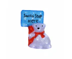 Acrylic Christmas Polar Bear with Santa Stop Here Sign - H38cm