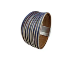 Multiple Gradient  Leather  Wristband Bracelet Bangle Magnetic Clasp Bracelet - Blue