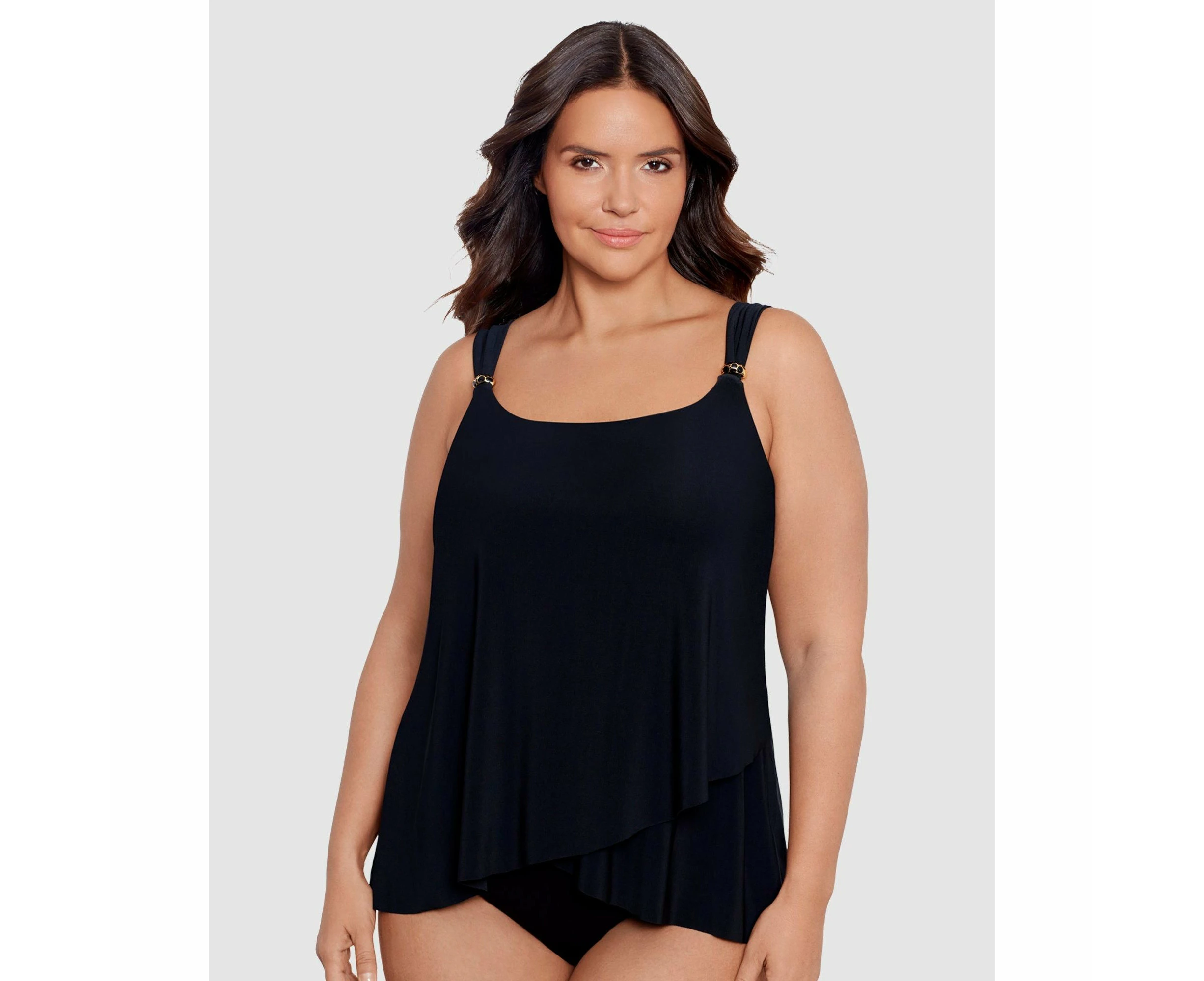 Miraclesuit Swim Women's Razzle Dazzle Underwired Plus Size Tankini Top in Black, Nova - Nova