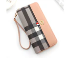 Women's purse long zipper bag fashion striped women's clutch bag mobile phone bag*pink