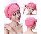 Hair Drying Cap Comfortable Quick-drying Superfine Fiber Women Long Short Hair Wrap Absorbent Cap for Traveling - Rose Red