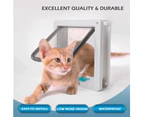 Qttie 4-Way Safe Lockable Cat Pet Dog Door Brushy Flap Scalable Screen Locking - White Large