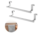 Toscano 2 Pack 36cm Stainless Steel Over Door Towel Rack Bar Holders for Universal Fit on Cabinet Cupboard Doors （L Silver）