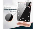 Toscano Bluetooth Makeup Mirror with10X Magnification Spot Mirror-Rose Gold