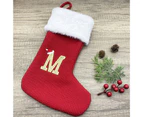 Christmas Stocking Durable Luxurious Letter Embroidered Knit Christmas Stocking Pendant Christmas Decor-M