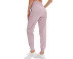 Fitness pants for Women with Pockets,High Waist Workout Yoga Tapered Sweatpants Women's Lounge Pants - Pink