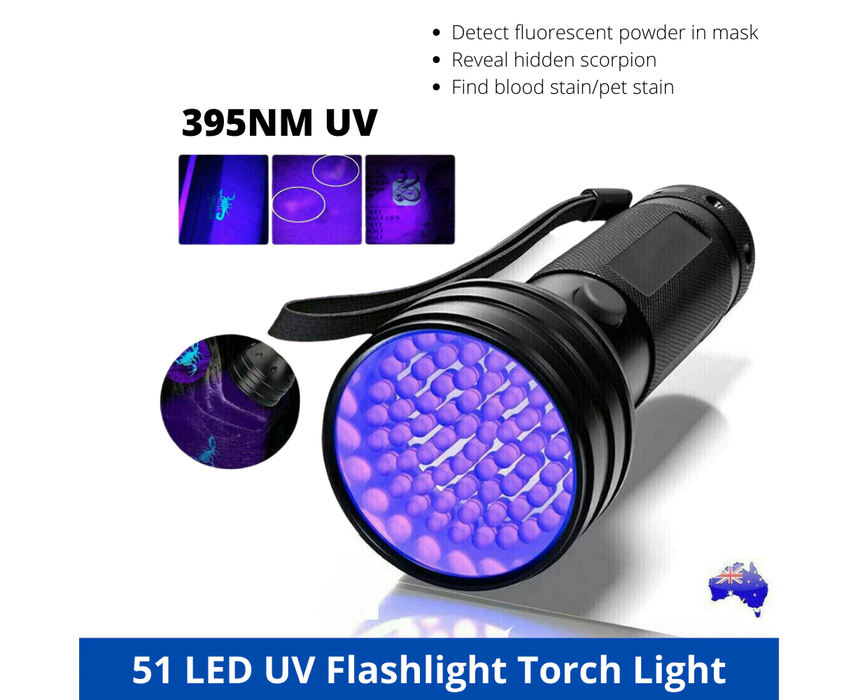 51 Led 395 Nm Uv Flashlight Ultraviolet Blacklight Aluminium Torch Light Lamp