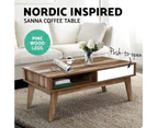 Coffee Table Storage Tables 2 Drawers Shelf Scandinavian Wooden White