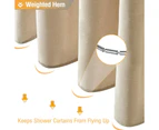 Hotel Luxury Linen Fabric Shower Curtain with Hooks, Heavy Duty Waterproof Shower Curtain Set for Bathroom - Cream