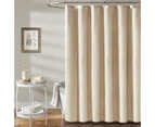 Hotel Luxury Linen Fabric Shower Curtain with Hooks, Heavy Duty Waterproof Shower Curtain Set for Bathroom - Cream