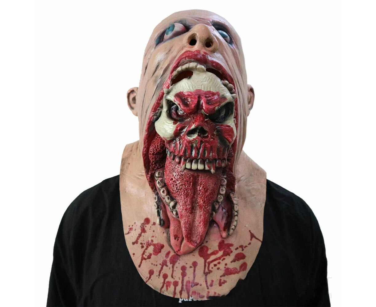 Latex FullHead Halloween Bloody Horror Charlie Cosplay Costume Scary Zombie Mask